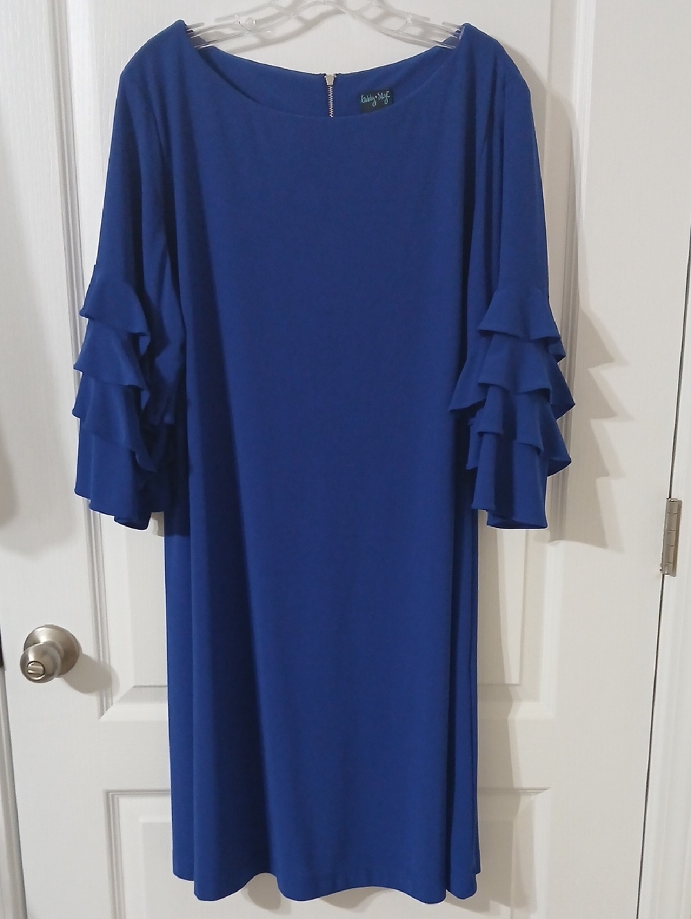 Gabby Skye Royal Blue Ruffle Sleeve Midi Dress